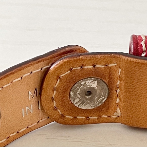 Coach red monogram fabric and leather snap button bracelet - Picture 9 of 10